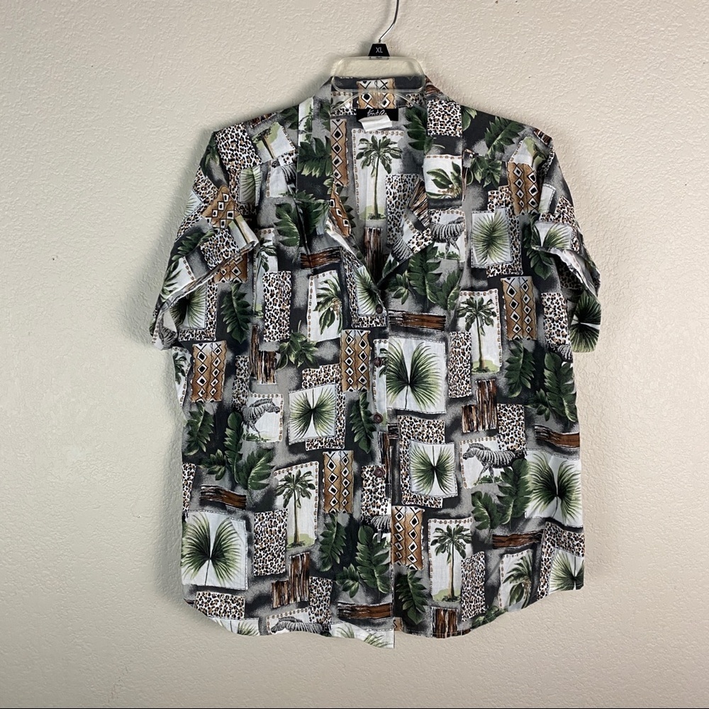 TCP & Co Animal Button Up Shirt Womans Size XL - Picture 1 of 5